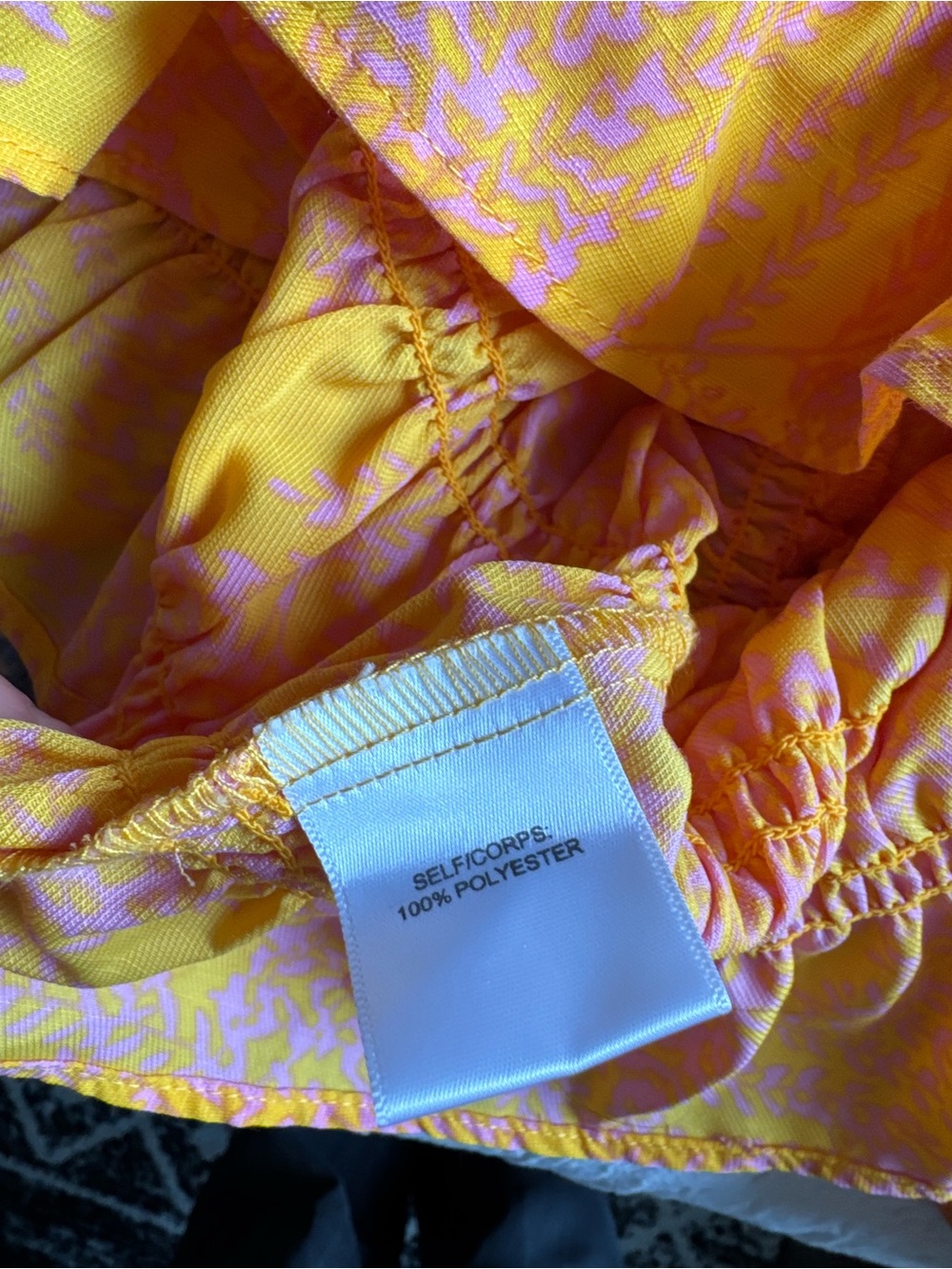 Rose & Olive Orange and Pink V-Neck Smocked Waist Blouse | Medium - Picture 6 of 9